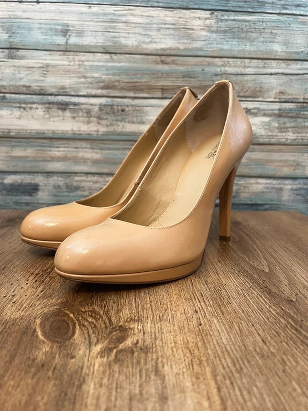 Michael Kors Platform Heels in Nude Patent Leather